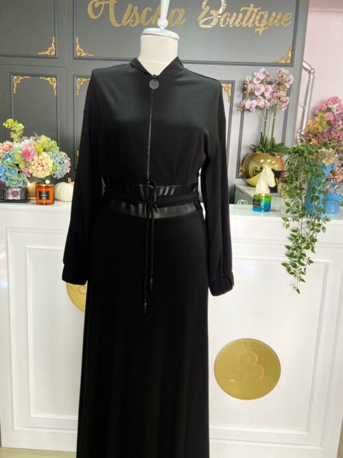 Hukka-Design-Fermuar-Detayli-Siyah-Elbise
