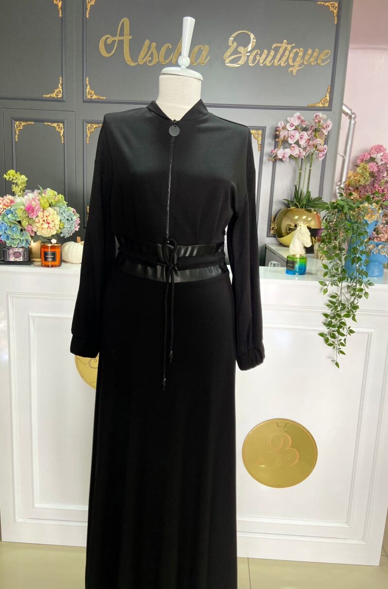 Hukka-Design-Fermuar-Detayli-Siyah-Elbise