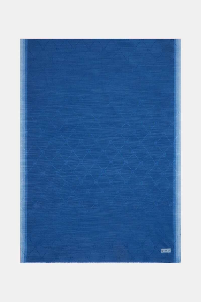 Vakko Royal Mavi Düz Pamuk İpek Şal