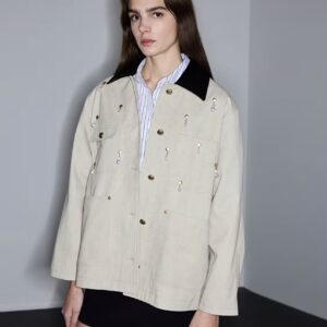 SUNİ İNCİ AKSESUARLI NON DENİM CEKET