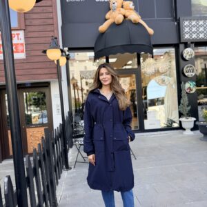 BEİAZ  NORA LACİVERT STANDART BEDEN TRENÇKOT